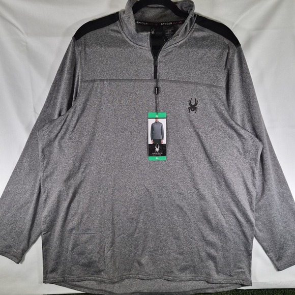 Spyder Active 1/4 Zip Pullover Mens XL Gray Stretch Athletic Performance ProWeb - Picture 2 of 11